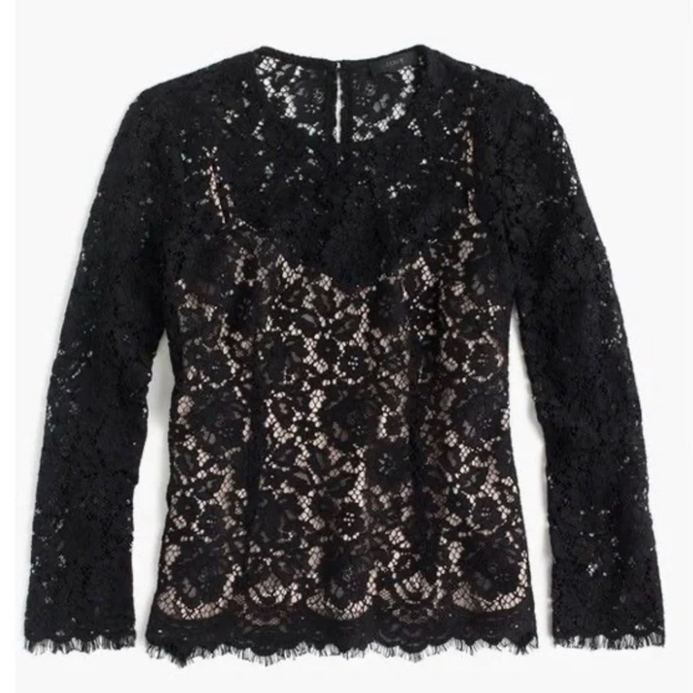 J. Crew Matching Lace Blouse with Nude Cami & Lace Pants